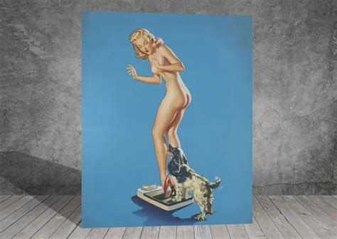 Gil Elvgren Nude Naked Woman Vintage Pin Up Girl Canvas Art Print Poster Picclick Uk