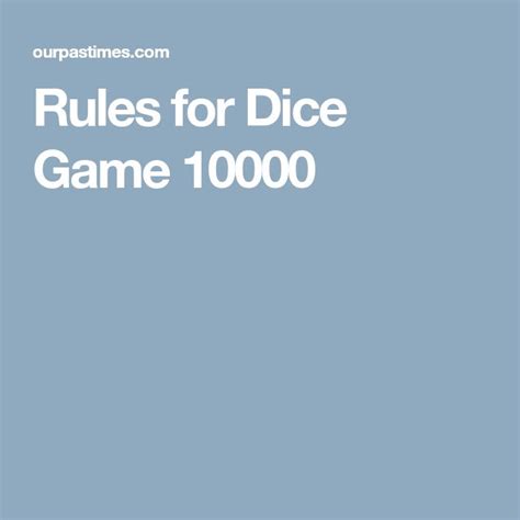 10000 Dice Game Rules Printable