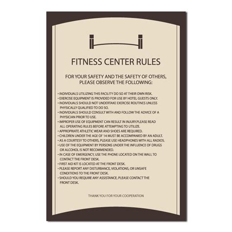 Fitness Room Rules Rising Signs
