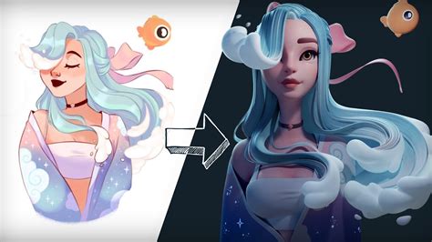 2d drawing to 3d model using zbrush and blender