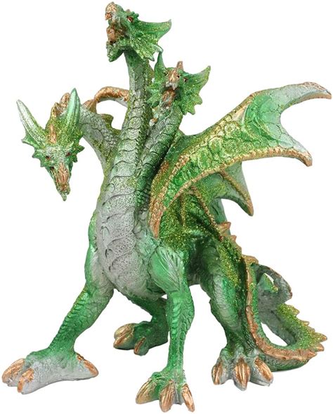 Ebros Green Earth Three Headed Dragon Hydra Roaring Statue 8 Tall
