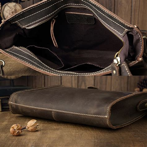 Brown Leather Clutch Bag For Men Detachable Wrist Strap Men Etsy