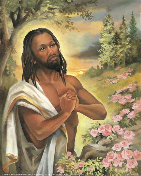 Want to discover art related to jesus? Black Jesus in the Garden by Vincent Barzoni (Art Print) | The Black Art Depot