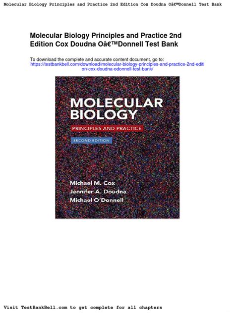 Molecular Biology Principles And Practice 2nd Edition Cox Doudna Odonnell Test Bank Pdf