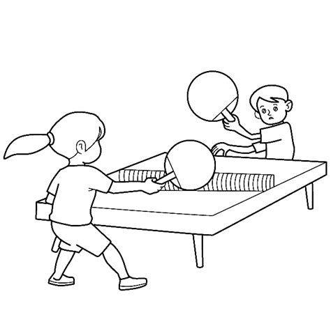 Pagina Da Colorare Di Bambini Che Giocano A Ping Pong Disegni Da