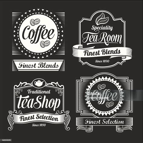 Vintage Coffee And Tea Label Designs Stock Illustration Download