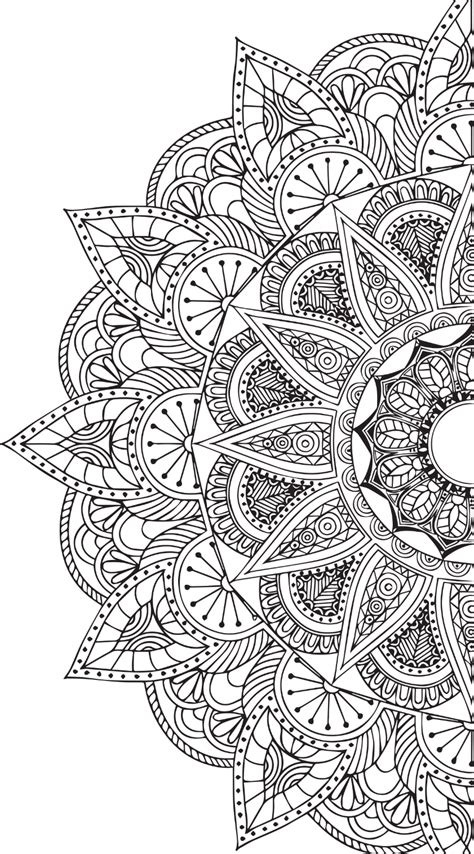 A Black And White Coloring Book Page With An Intricate Flower Design On
