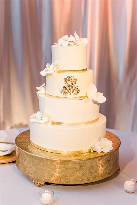 Monogram Gold Wedding Cake
