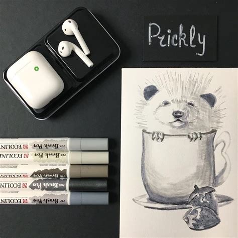 Anastasiya Dymova в Instagram Day 25 Prickly 🦔inktober2018