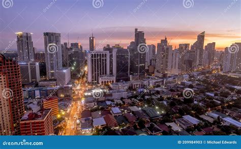 Makati Skyline At Sunset Cityscape Of Makati Metro Manila