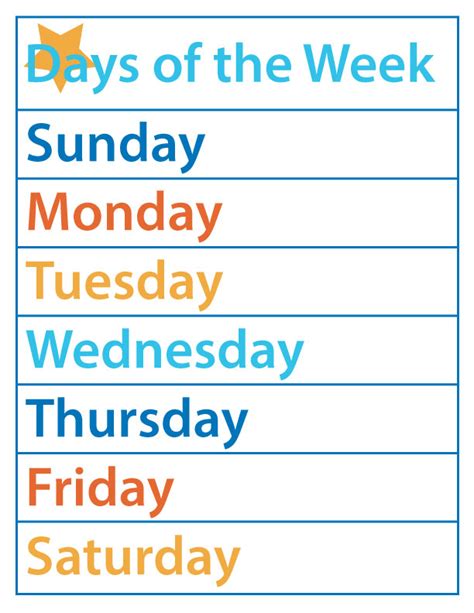Days of the Week – Free Printable – The B Keeps Us Honest