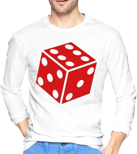 Red Six Sided Dice Long Sleeve Tshirt For Mens Round Neck