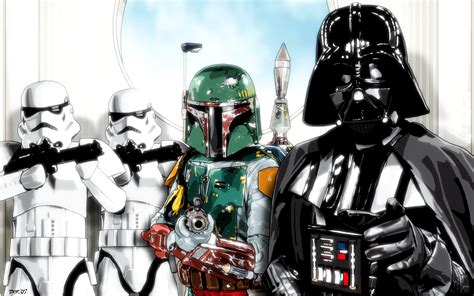 *darth maul dual of the fates theme song plays*. star wars stormtroopers darth vader boba fett 1680x1050 ...