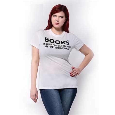 2017 New Fashion Summer Cotton Women T Shirts Boobs Letters Printed Slim T Shirts 4xl 5xl 6xl