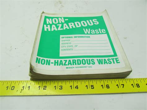 Brady 60453 Non Hazardous Waste Label 6 X 6 Vinyl Safety Sticker Lot