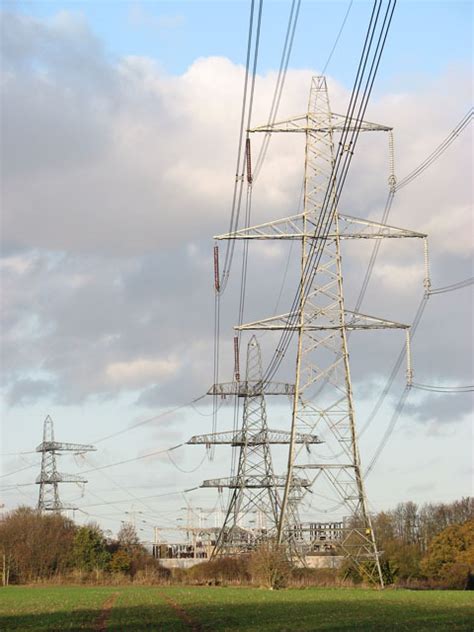 Electricity Pylons In Field North Of © Evelyn Simak Geograph