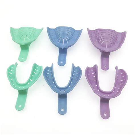 6pcs Colorful Dental Impression Trays Plastic Materials Teeth Holder In
