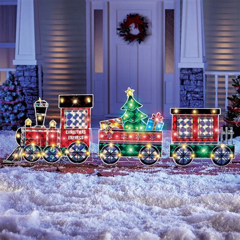 Led Lighted Shimmering Christmas Train Lawn Ornament Collections Etc