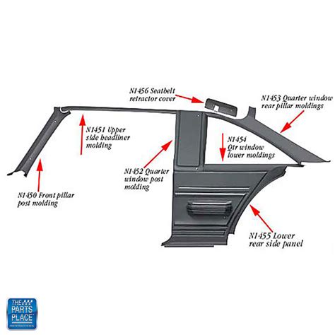 1975 1979 Nova Chevy Ii Interior Quarter Window Rear Pillar Moldings