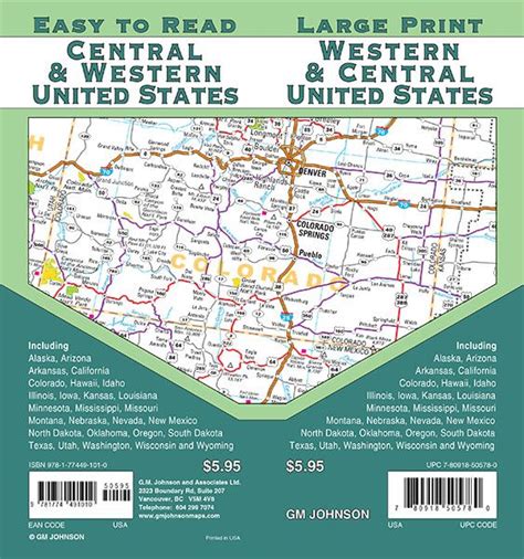 Central And Western United States Large Print Map Gm Johnson Maps