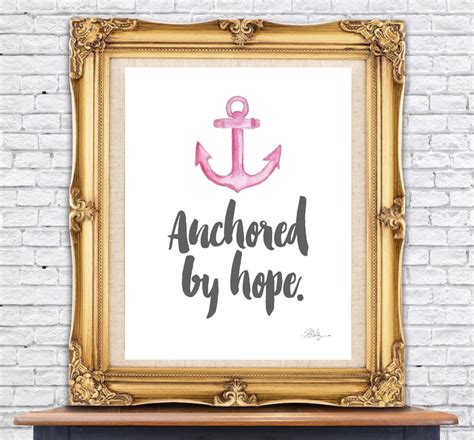 Anchored By Hope Inspirational Print Watercolor Digital Etsy