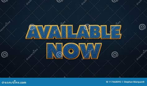 Available Now Blue Words With Blue Contour On Dark Blue Background