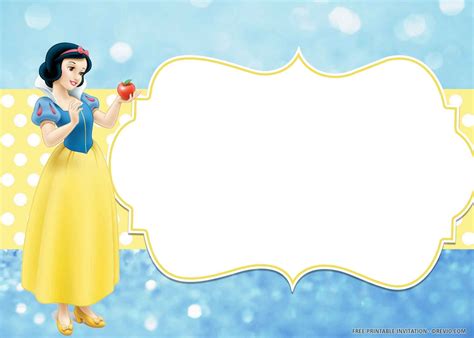 Free Printable Lovely Poses Of Snow White Birthday Invitation