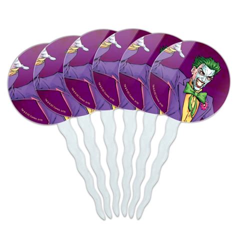 Batman Joker Character Cupcake Picks Toppers Decoration Set Of 6