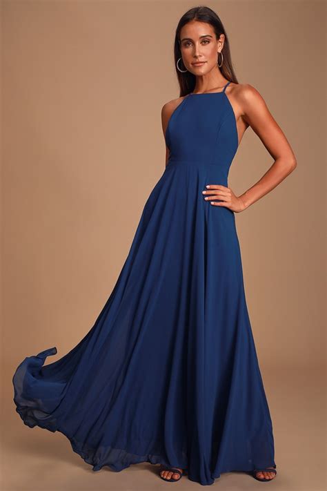 Beautiful Navy Blue Dress Maxi Dress Backless Maxi Dress Lulus