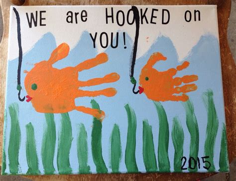 Fathers Day Craft Hooked On You Canvas Fishing Dad Dad Crafts