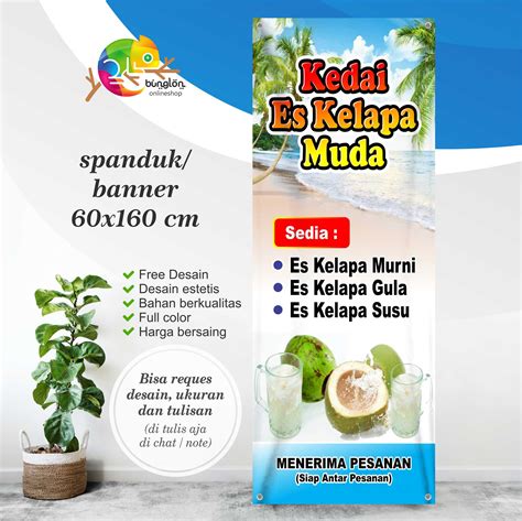 Size 60x160 Cm Spanduk Banner Kedai Es Kelapa Muda Lazada Indonesia