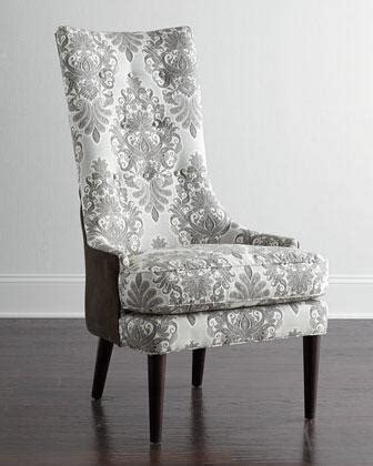 Hancock & moore chippendale style mahogany arm chair nailhead trim silk damask. Mentz Host Grey and White Dining Chair