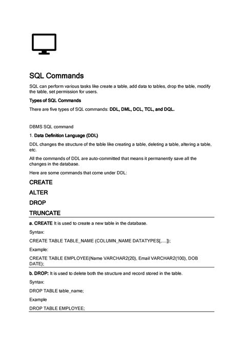 Sql Commands 1 All Sql Command And Queries Sql Commands Sql Can