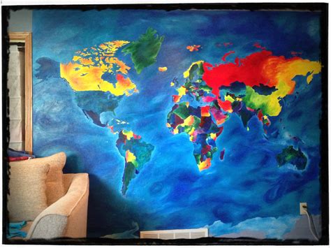 A Painting Of The World On A Wall