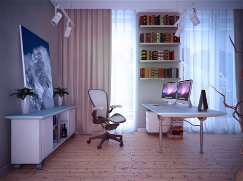 White Home Study Room Interior Design Ideas