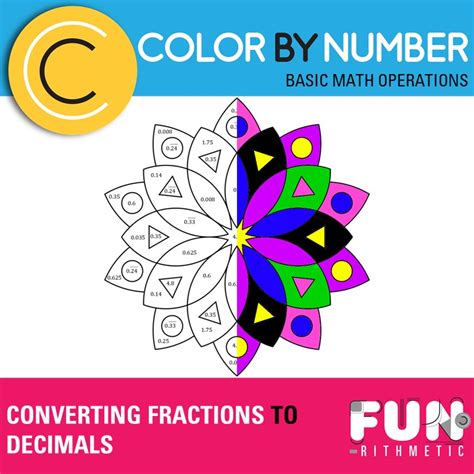 Converting Fractions To Decimals Color By Number Funrithmetic