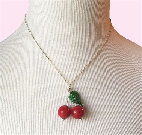 Cherry 50s Inspired Necklace Retro Rockabilly Jewelry T Jewelry