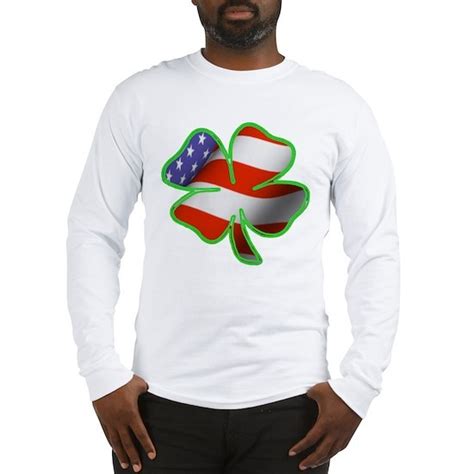 Irish American Shamrock Flag Mens Long Sleeve T Shirt Irish American
