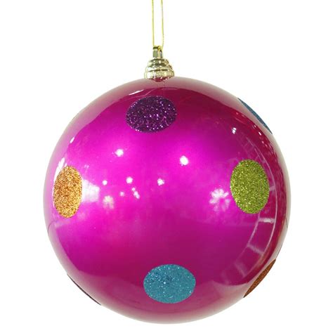 8 Inch Polka Dot Christmas Ball Ornament Pink M120409