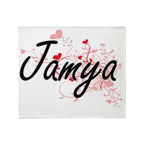 jamya artistic name design with hear throw blanket by admin cp10501932