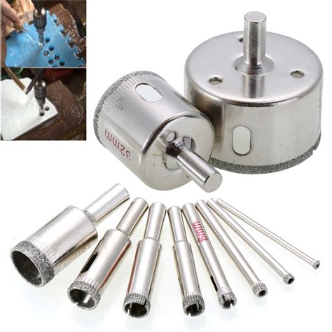 10pcs diamond hole saw marble drill bit set 3 50mm for glass ceramic tile drilling tools in