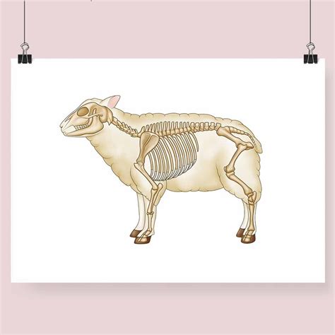 Sheep Skeletal Fine Art Illustration Ovine Skeleton Print