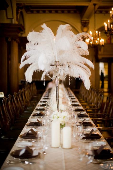 Tall White Feather Centerpieces Elizabeth Anne Designs The Wedding Blog