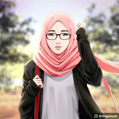 Cartoon Hijab Girl Anime Diseño De Camisa