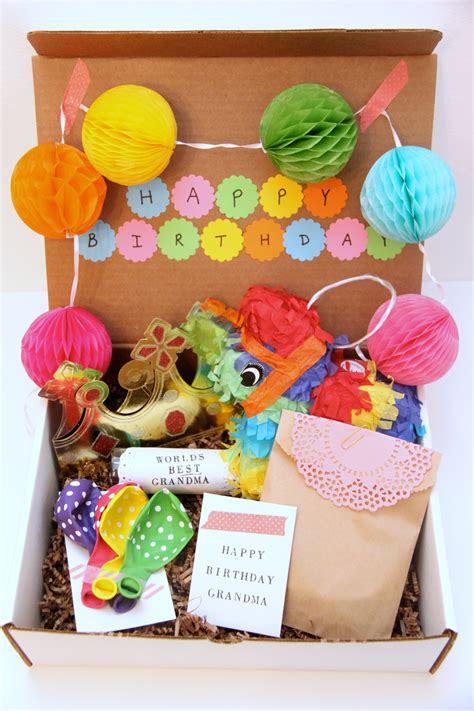 Our list of 40 birthday gift ideas ranges from keepsake boxes and personalized candles to woven baskets and wall art. A Birthday-In-a-Box Gift for Grandma! - Smashed Peas & Carrots