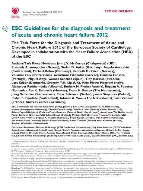Pdf Esc Guidelines For The Diagnosis And Treatment Of Acute And
