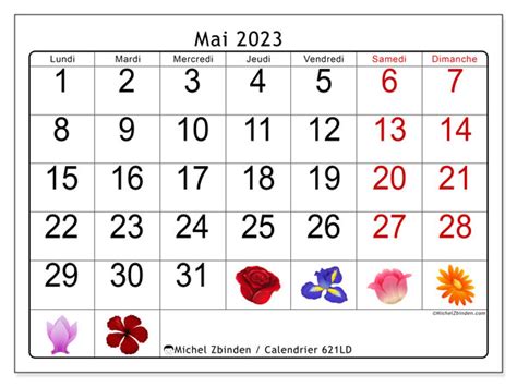 Calendrier Mai 2023 à Imprimer “621ld” Michel Zbinden Ch