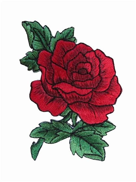 Promotional embroidered patches for conferences, giveaway, trade shows and special events. #3720R 3-1/2" Red Rose Flower Embroidery Iron On Applique ...