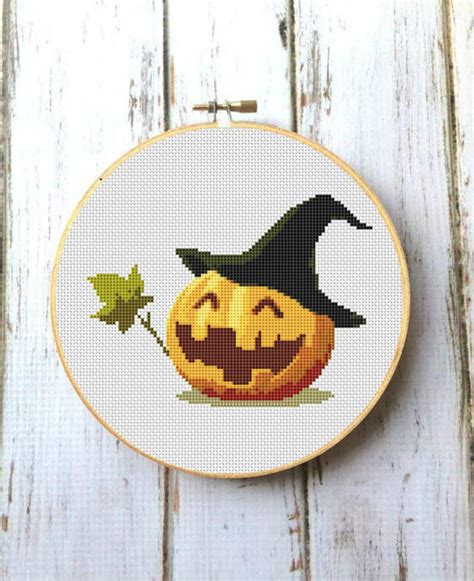 Halloween Cross Stitch Pattern Pumpkin Cross Stitch Instant Etsy