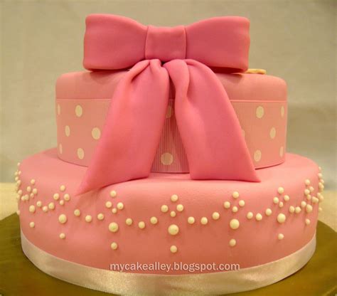 My Cake Alley Pink Ribbons 2 Tier Pink Cake